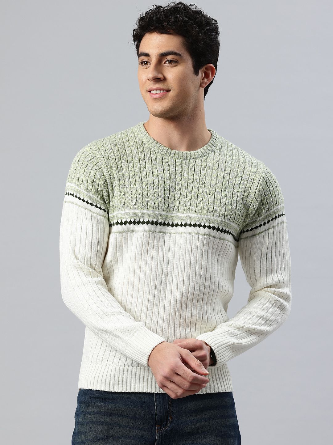 Pierre Carlo Men Colourblocked Pullover