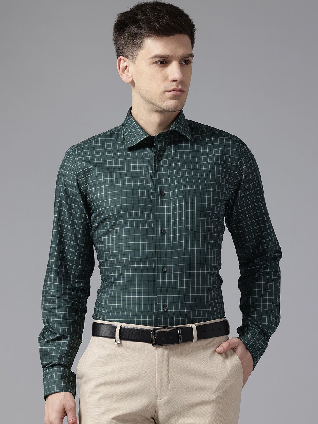 Blackberrys India Slim Fit Checked Pure Cotton Shirt