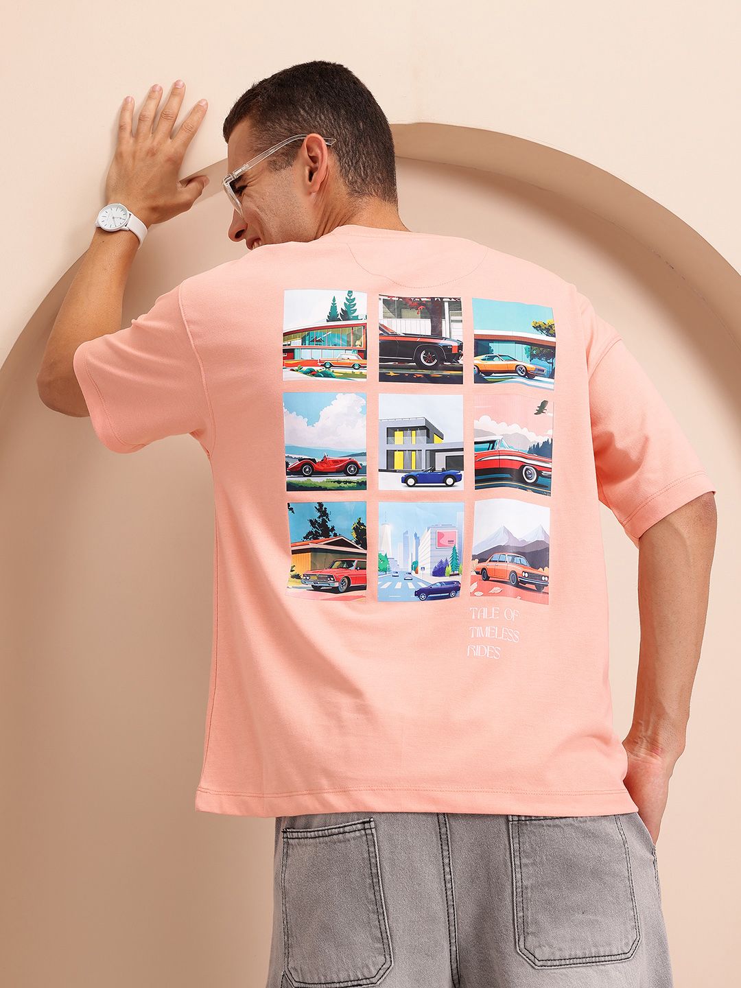Mast & Harbour Graphic Print Drop-Shoulder Sleeves T-shirt