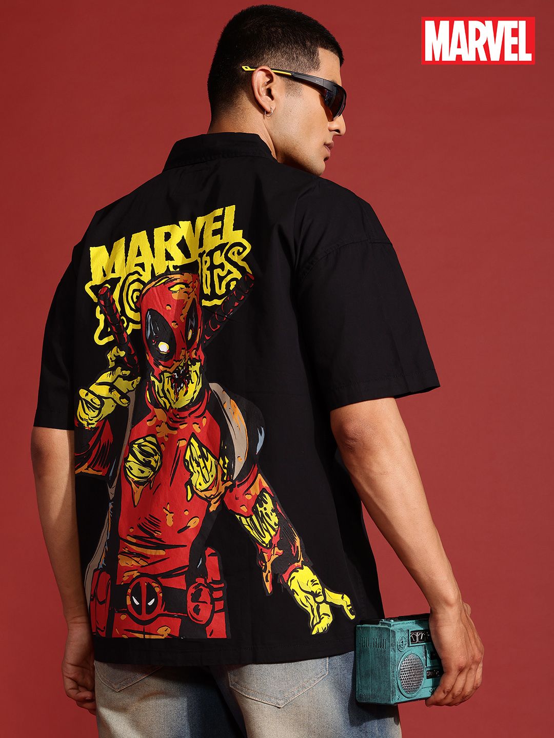 MARVEL STREET MARVEL STREET Deadpool Print Cotton Oversized Shirt
