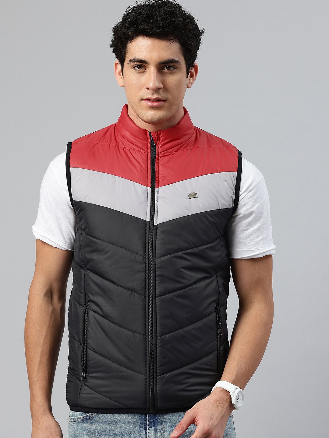 Pierre Carlo Men Colourblocked Gilet Jacket