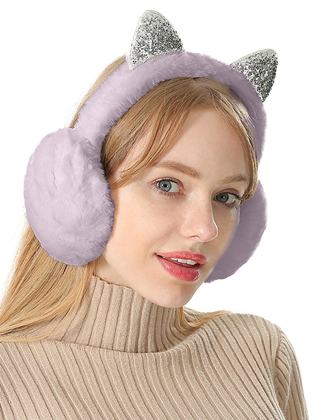 Buy SYGA Women Cat Ear Design Sequined Winter Ear Muffs - Headband