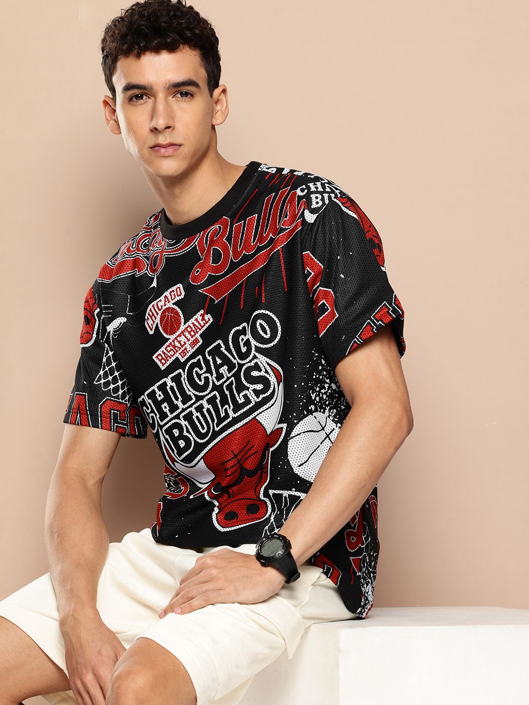 Buy NBA Men Chicago Bulls Printed Oversized T-shirt - Tshirts for