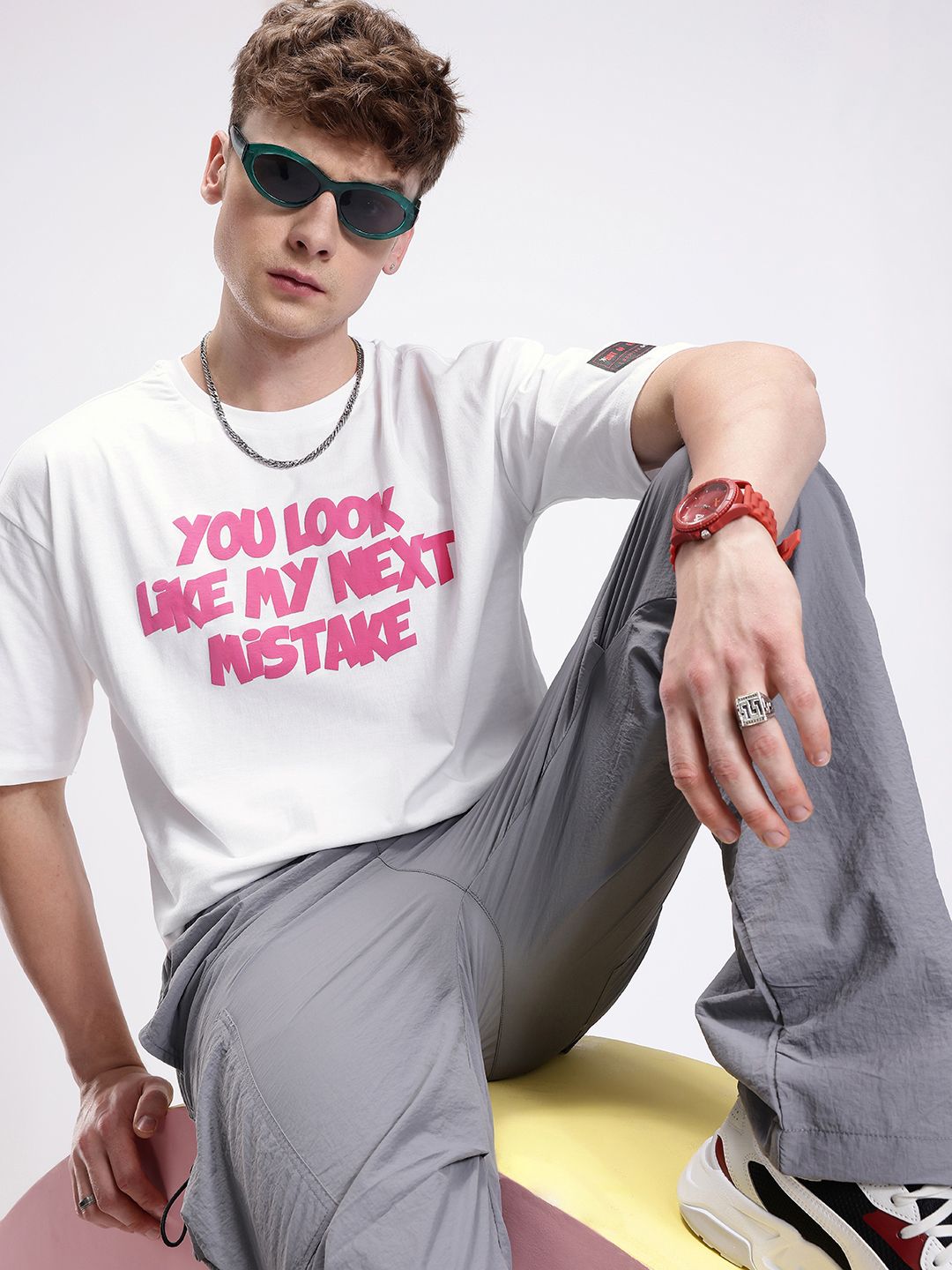 Kook N Keech Typography Printed Drop-Shoulder Sleeves Pure Cotton Oversized T-shirt