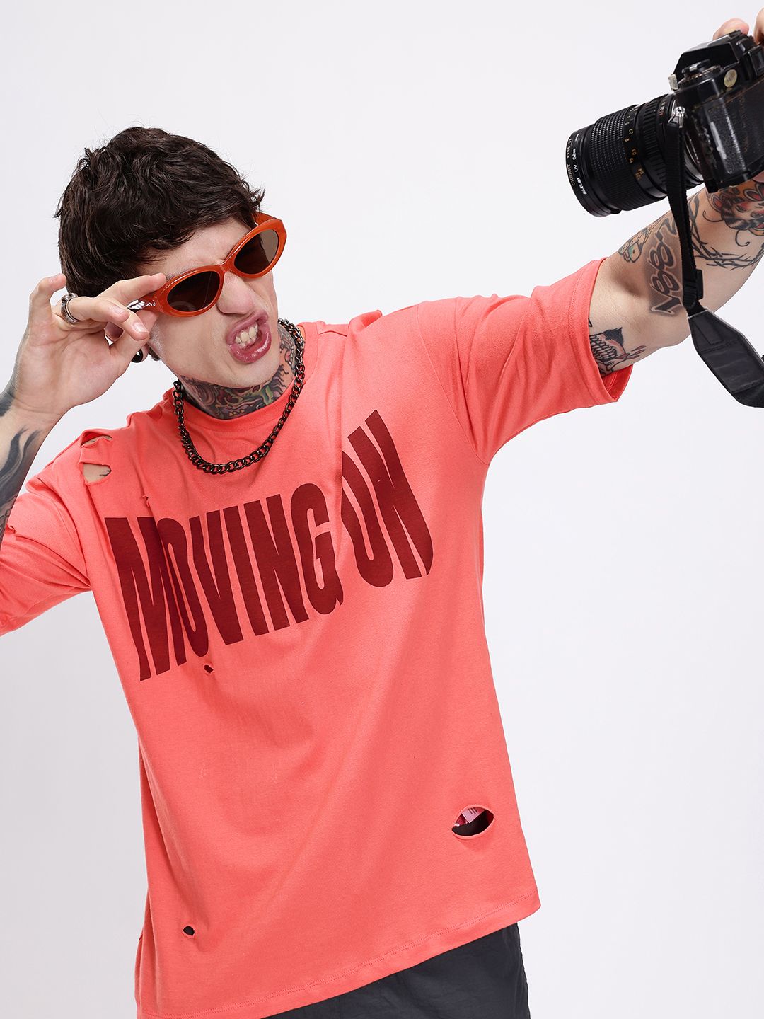 Kook N Keech Typography Printed Drop-Shoulder Sleeves Pure Cotton Oversized T-shirt
