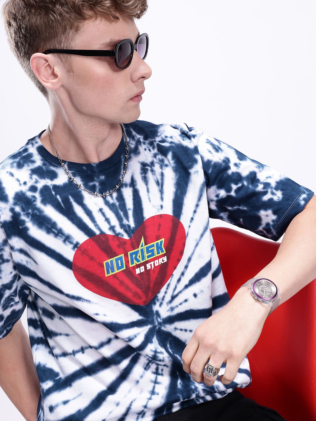 Kook N Keech Tie and Dye Drop-Shoulder Sleeves Pure Cotton Oversized T-shirt
