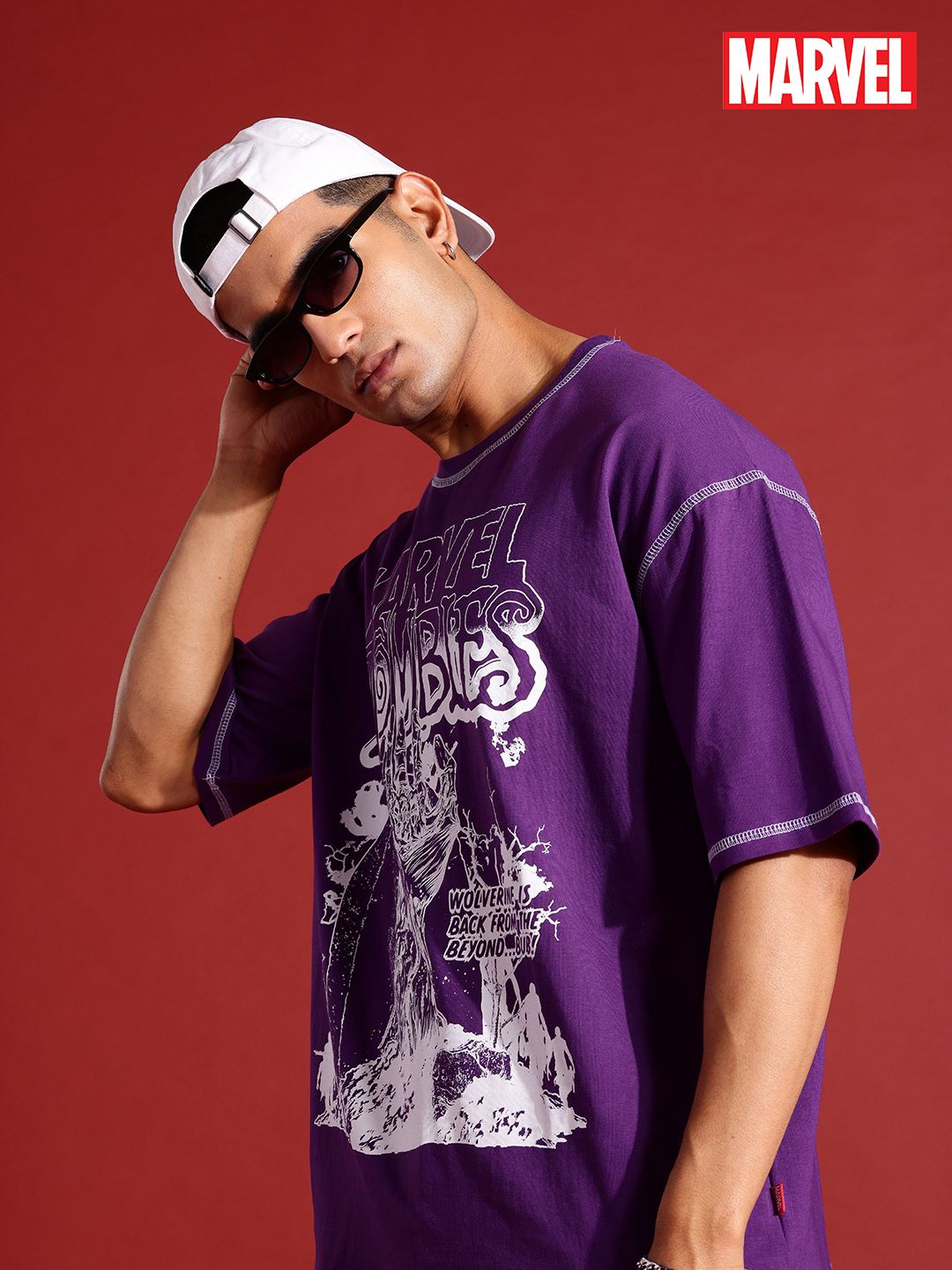 MARVEL STREET Men Printed Pure Cotton Relaxed Fit T-shirt