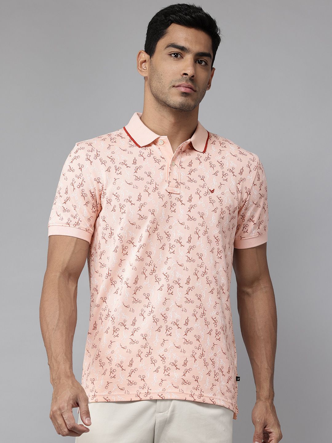 Blackberrys Floral Printed Polo Collar Slim Fit T-shirt