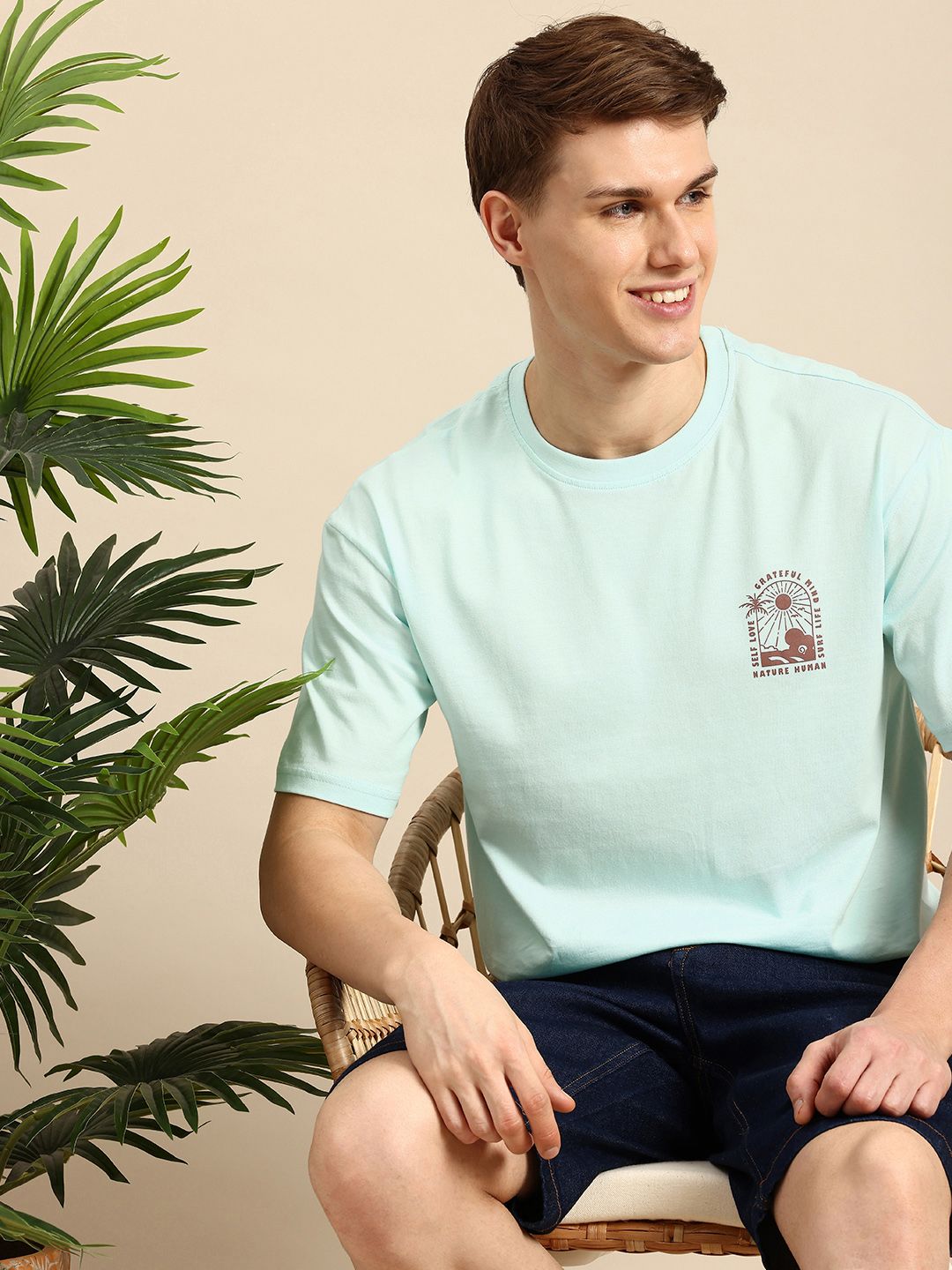 Mast & Harbour Men Printed Pure Cotton Bio Finish T-shirt