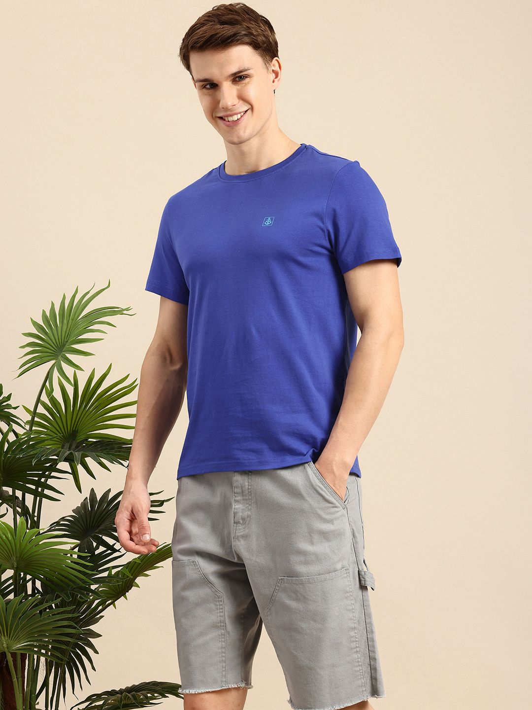 Mast & Harbour Men Cotton Bio Finish Applique T-shirt