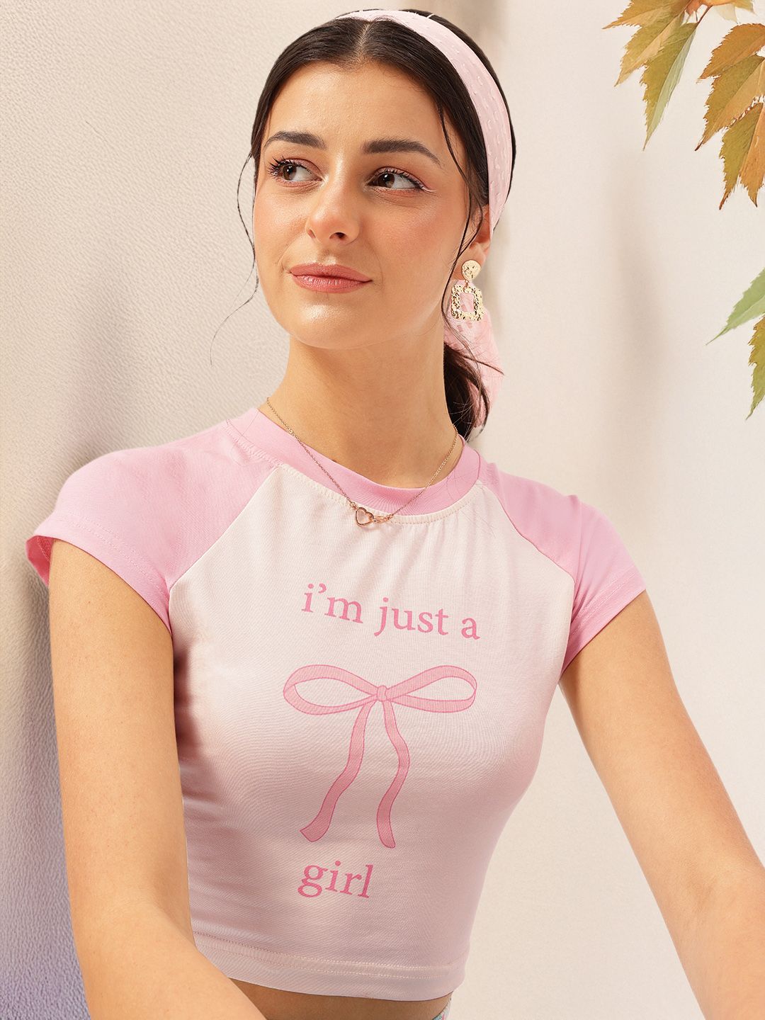 glitchez Typography Printed Crop T-shirt