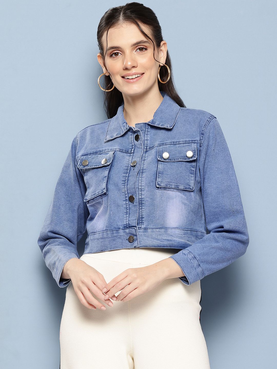 Aarika Washed Cropped Denim Jacket