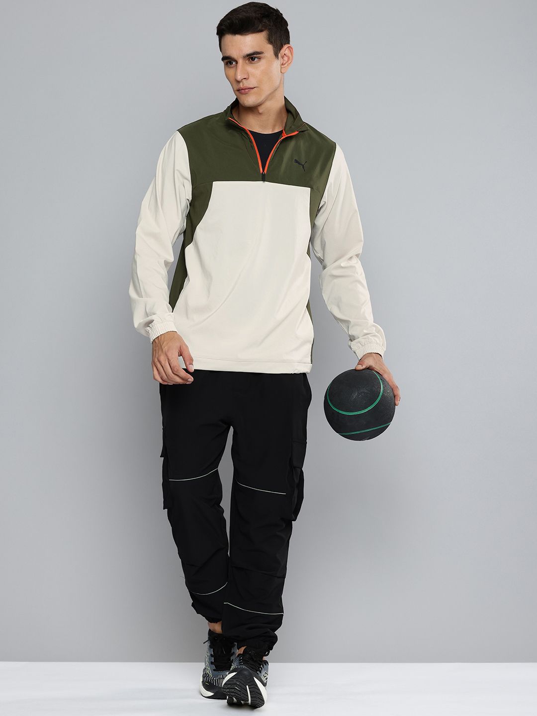 Buy Puma Fit Trend Woven Drycell Colourblocked Mock Collar