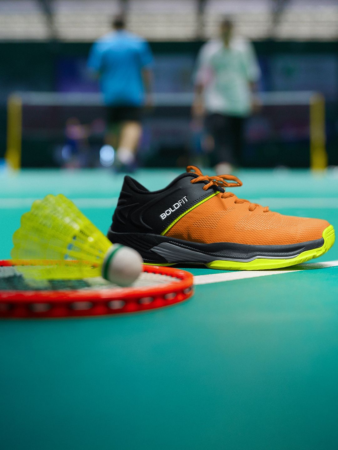 BOLDFIT Men Black Orange Inferno Badmintion Shoes