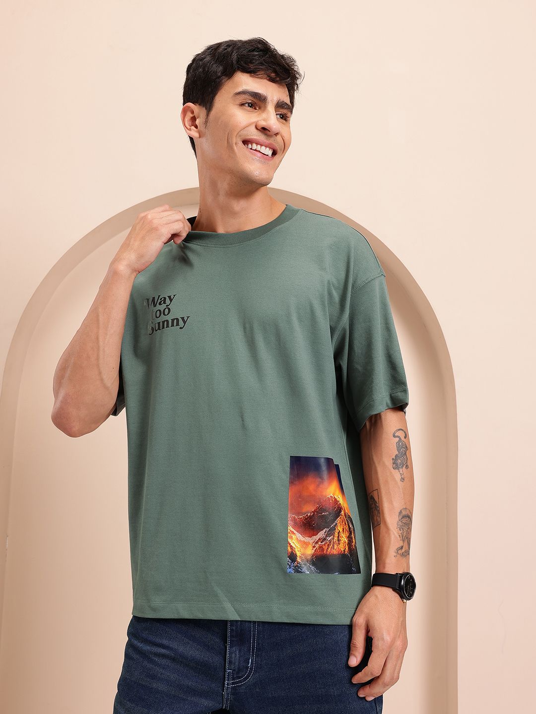 Mast & Harbour Photographic Print Drop-Shoulder Sleeves T-shirt