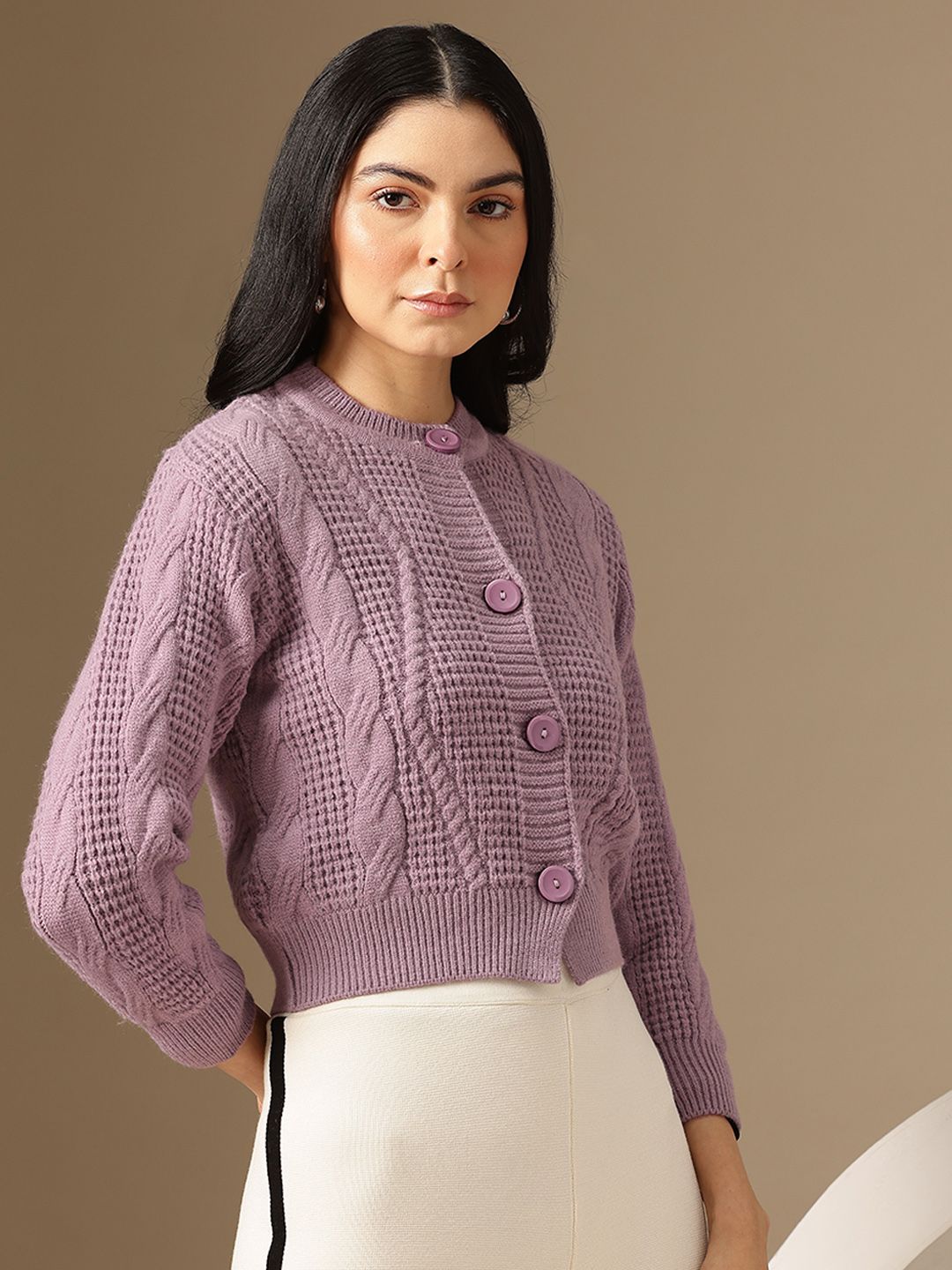 ✅Hand Knit - Cable knit wool cardigan Buy Chemistry Cable Knit Woollen Crop Cardigan - Sweaters for