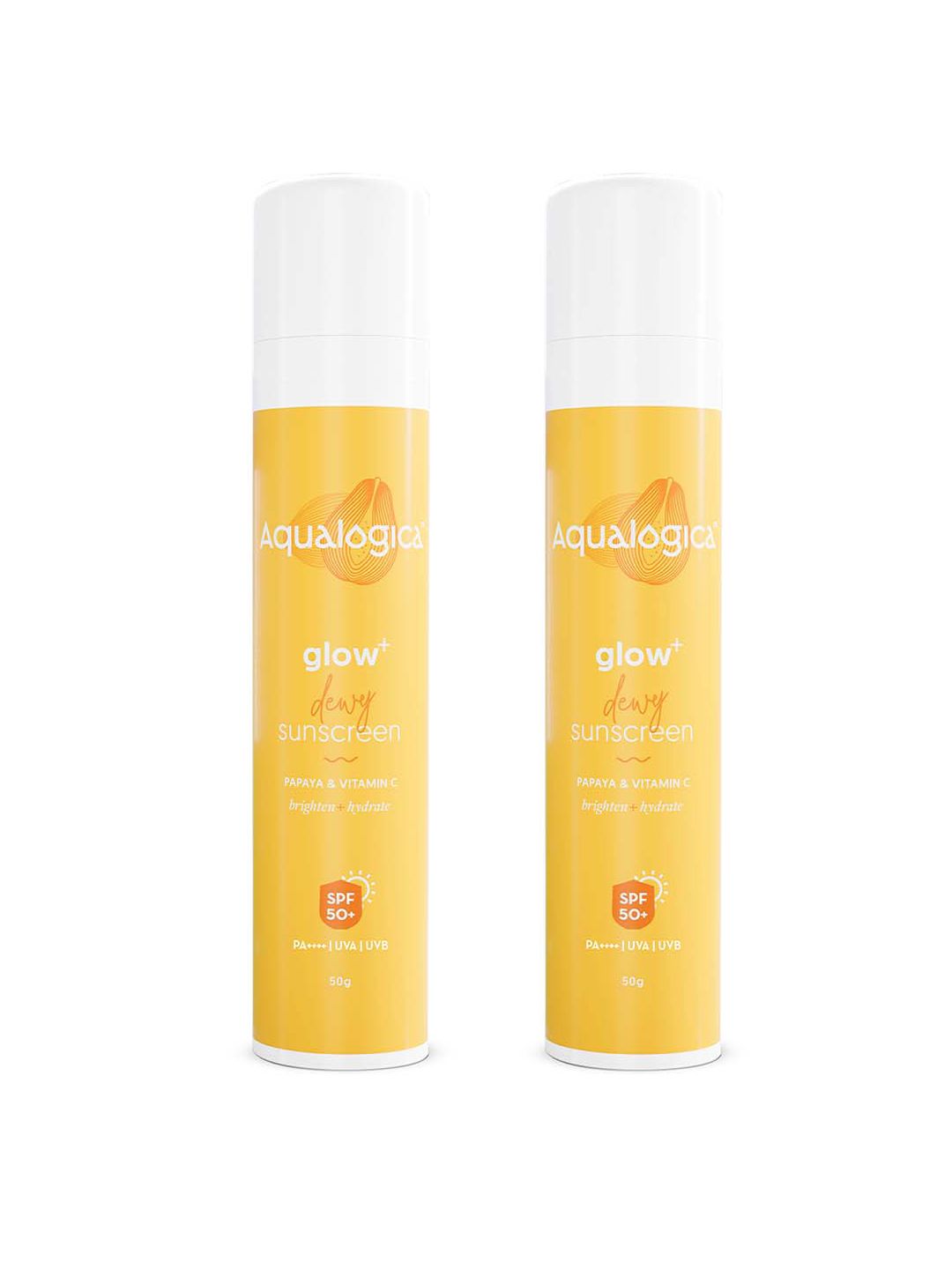 Aqualogica Aqualogica Set of 2 Glow+ Dewy SPF50 PA+++ Sunscreen with Blue Light Protection - 50g each