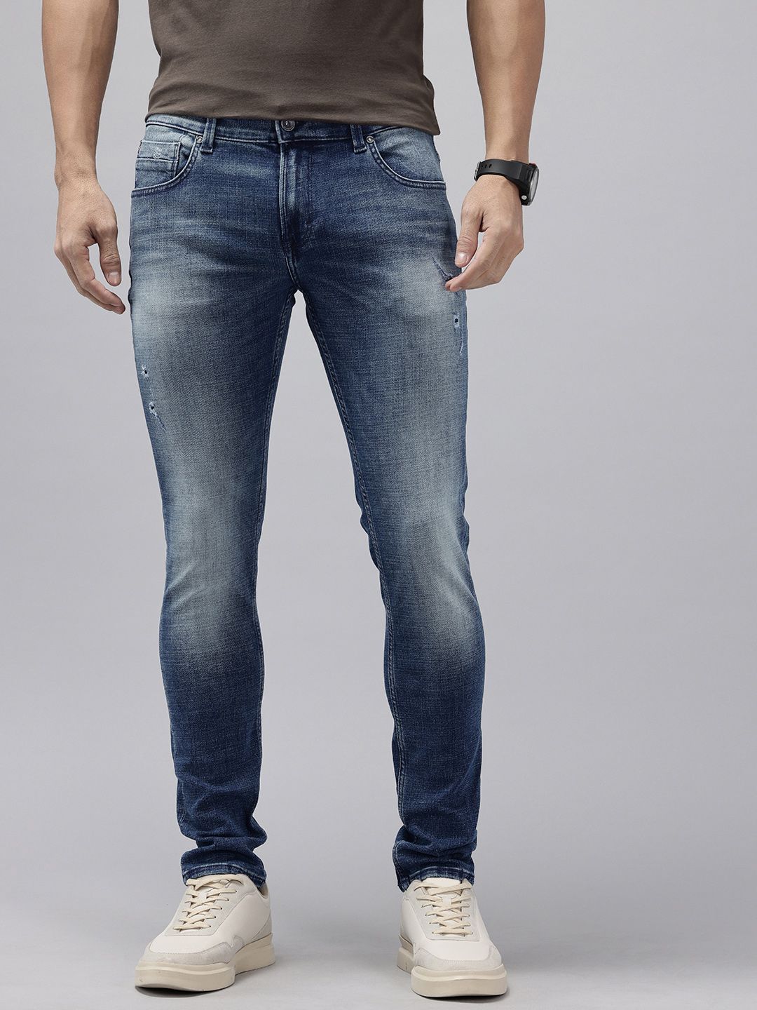 SPYKAR SPYKAR Men Low-Rise Slim Fit Limited Edition Low Distress Heavy Fade Stretchable Jeans