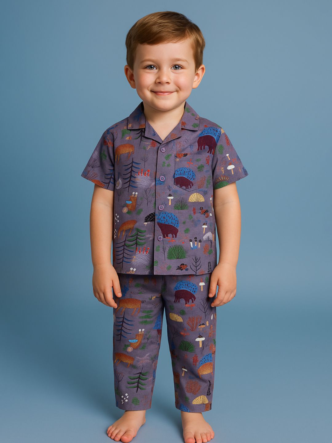 NAUTI KIDZ Pure Woven Cotton Night Suit Set