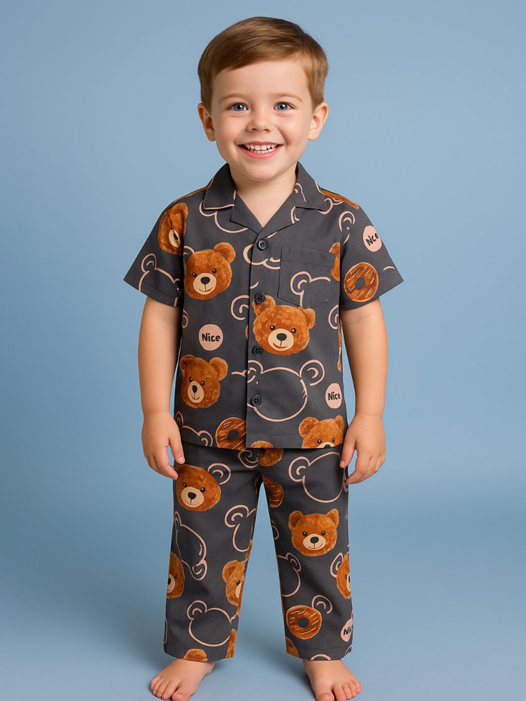 NAUTI KIDZ Pure Woven Cotton Night Suit Set