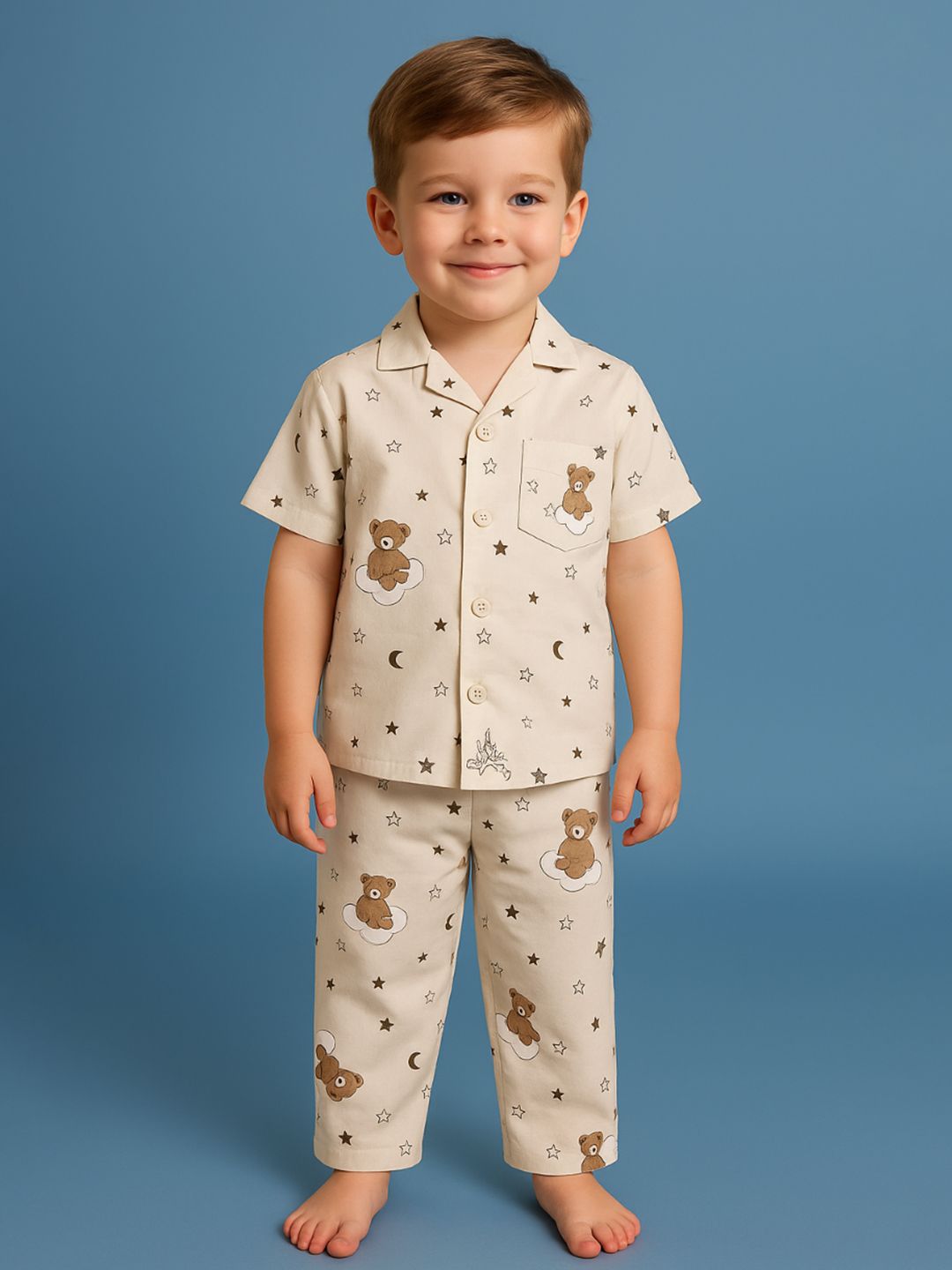 NAUTI KIDZ Pure Woven Cotton Night Suit Set