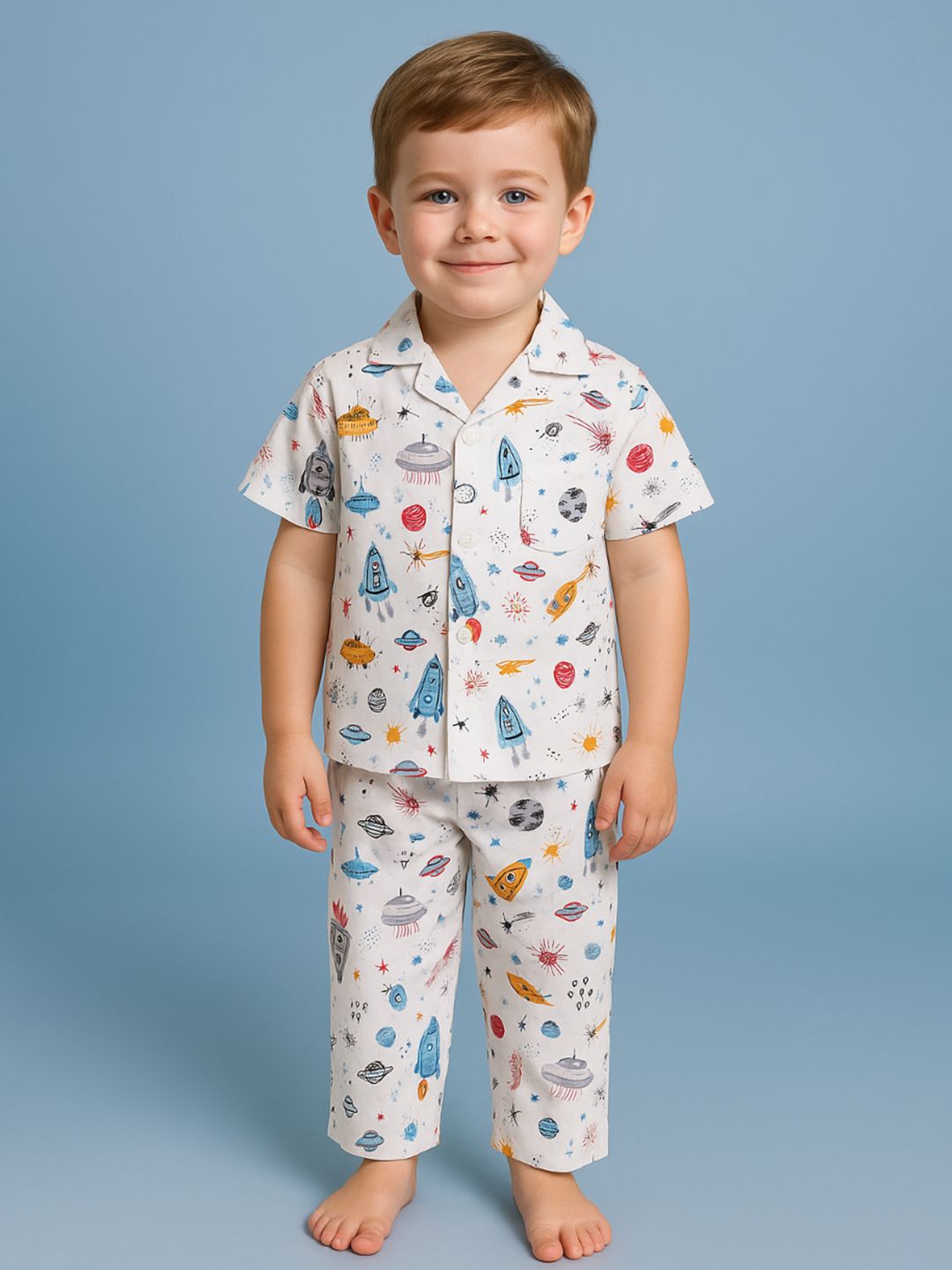 NAUTI KIDZ Pure Woven Cotton Night Suit Set