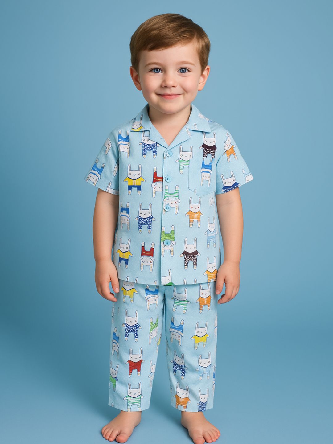 NAUTI KIDZ Pure Woven Cotton Night Suit Set