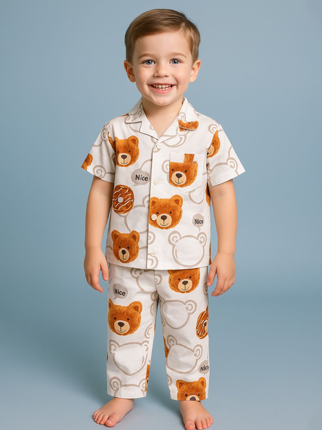 NAUTI KIDZ Pure Woven Cotton Night Suit Set