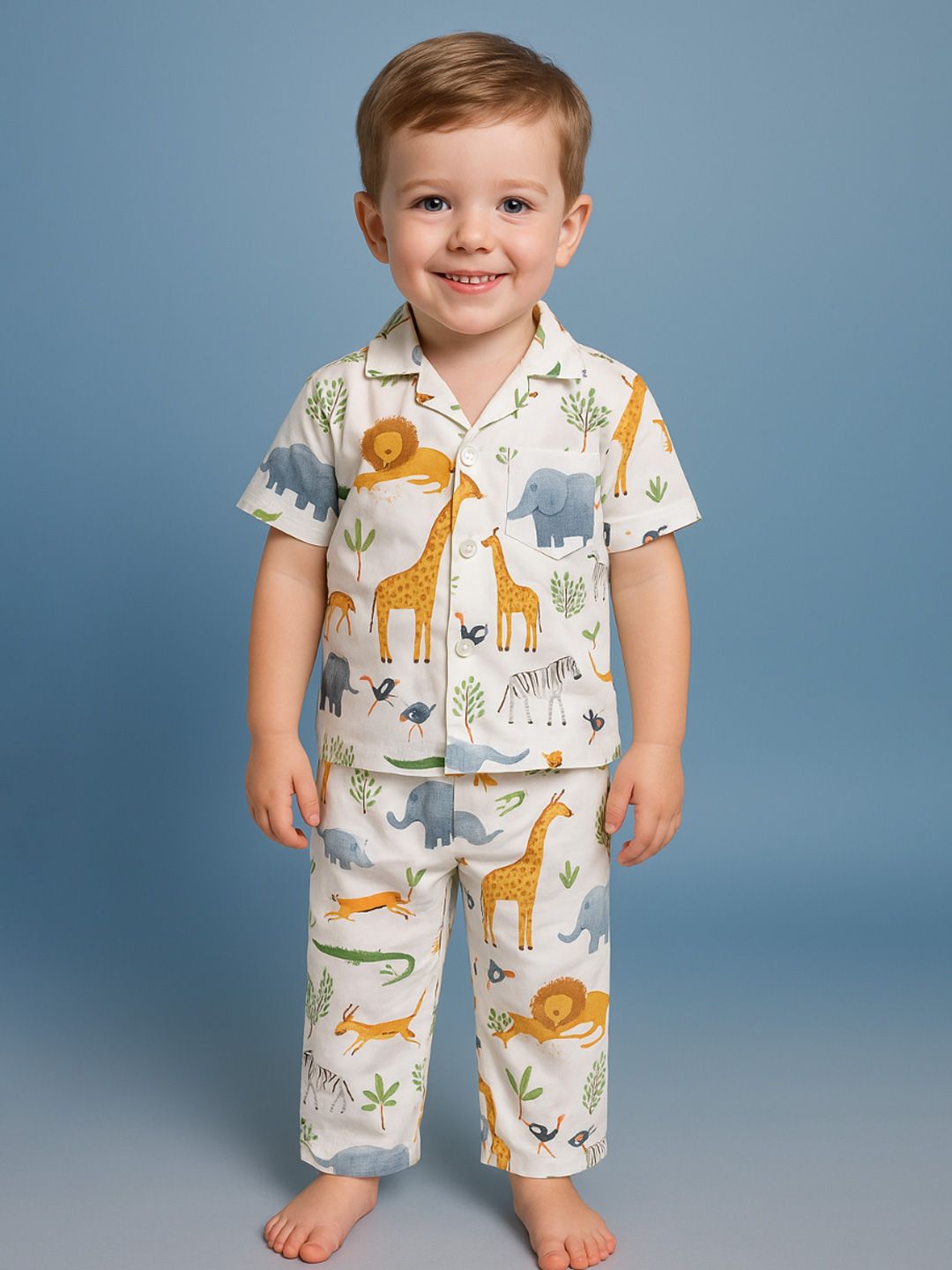 NAUTI KIDZ Pure Woven Cotton Night Suit Set
