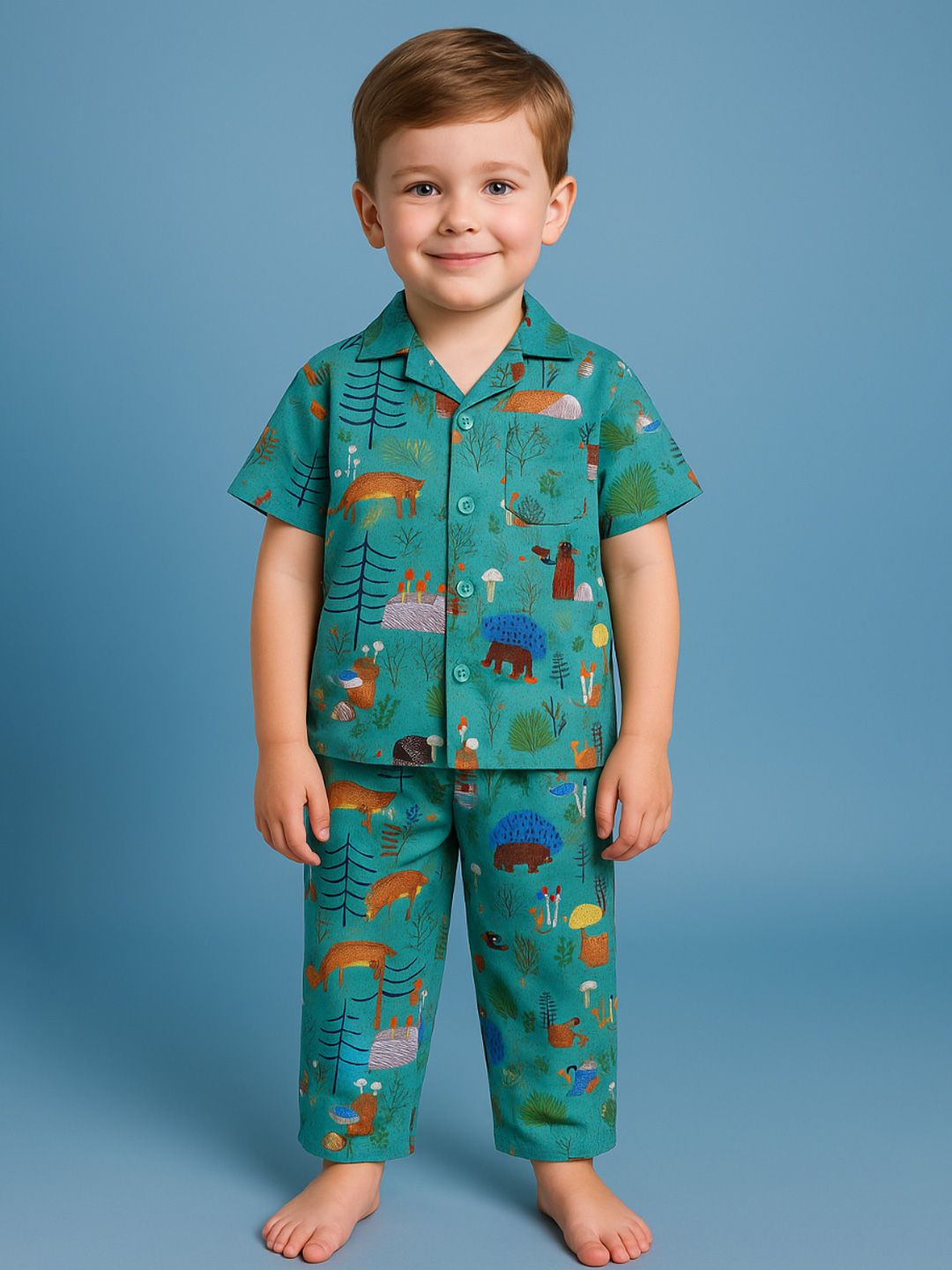 NAUTI KIDZ Pure Woven Cotton Night Suit Set