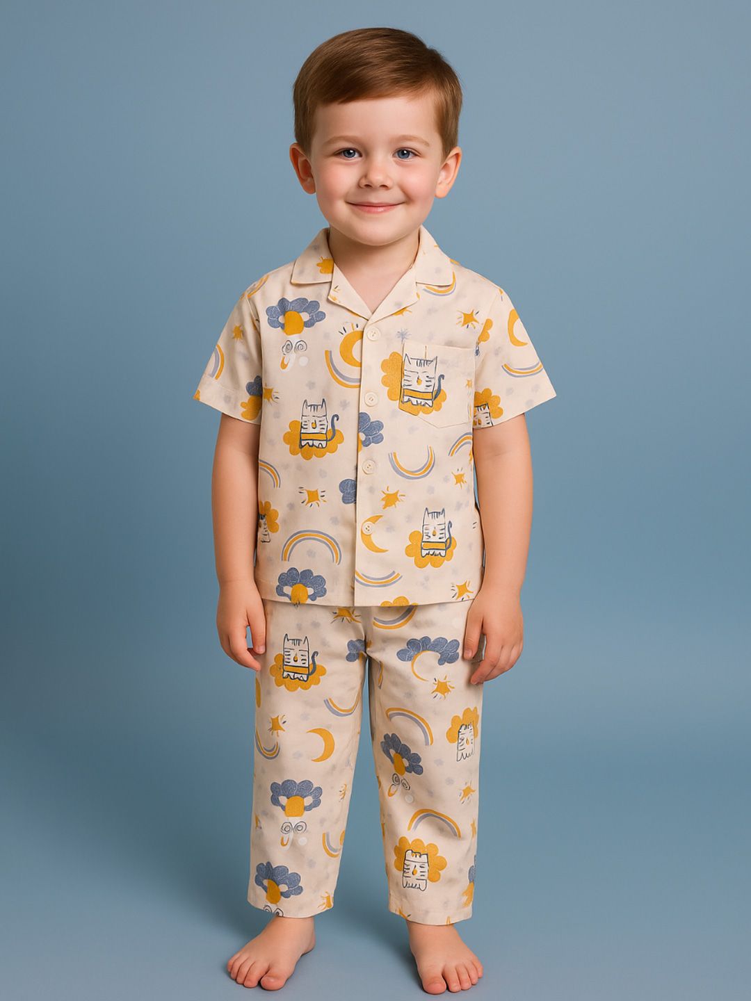 NAUTI KIDZ Pure Woven Cotton Night Suit Set