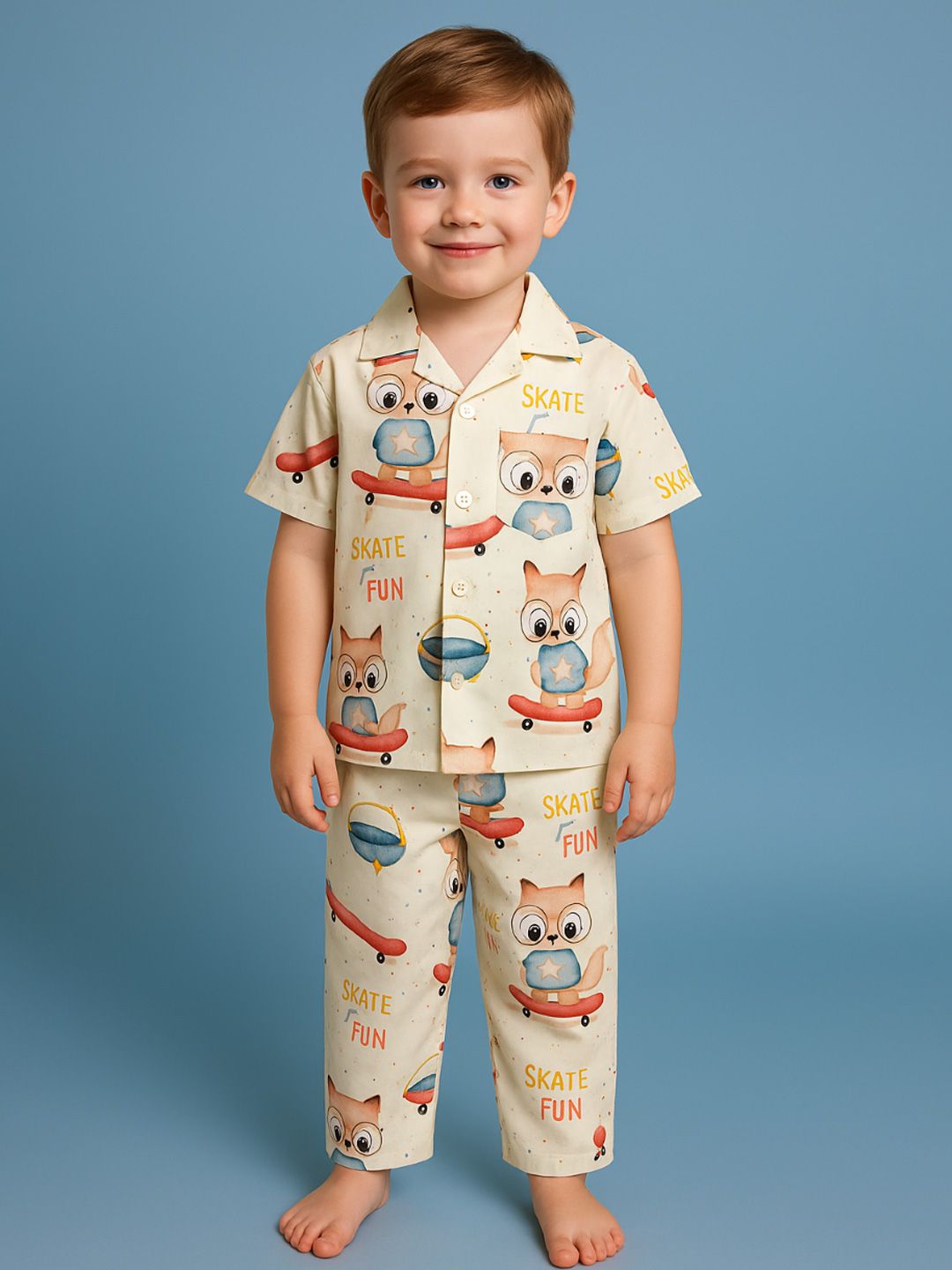 NAUTI KIDZ Pure Woven Cotton Night Suit Set