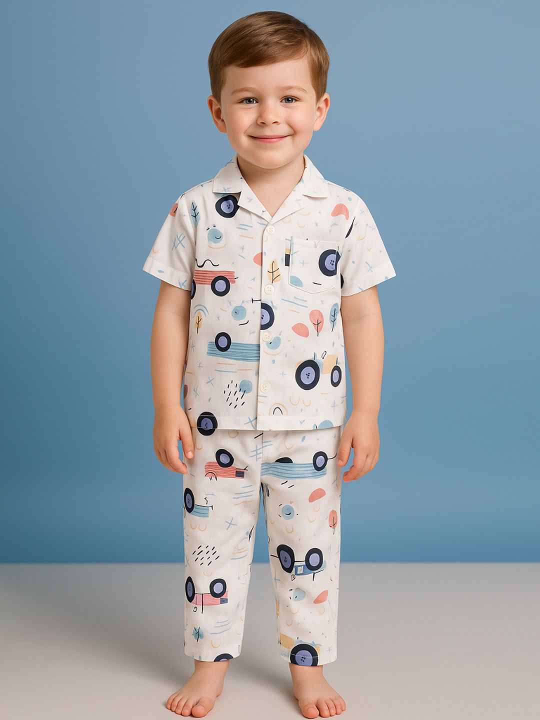 NAUTI KIDZ Pure Woven Cotton Night Suit Set