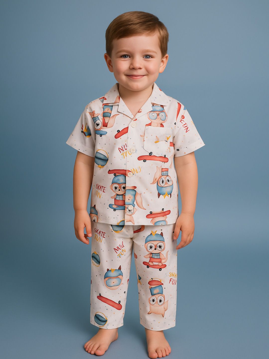 NAUTI KIDZ Pure Woven Cotton Night Suit Set