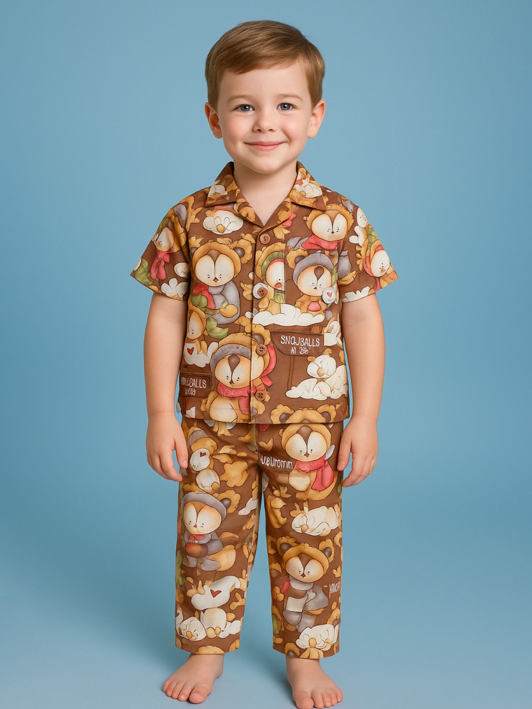 NAUTI KIDZ Pure Woven Cotton Night Suit Set