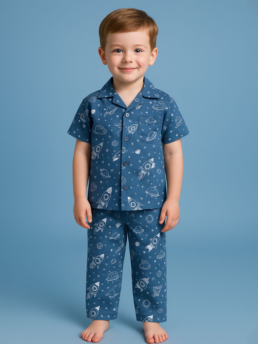 NAUTI KIDZ Pure Woven Cotton Night Suit Set