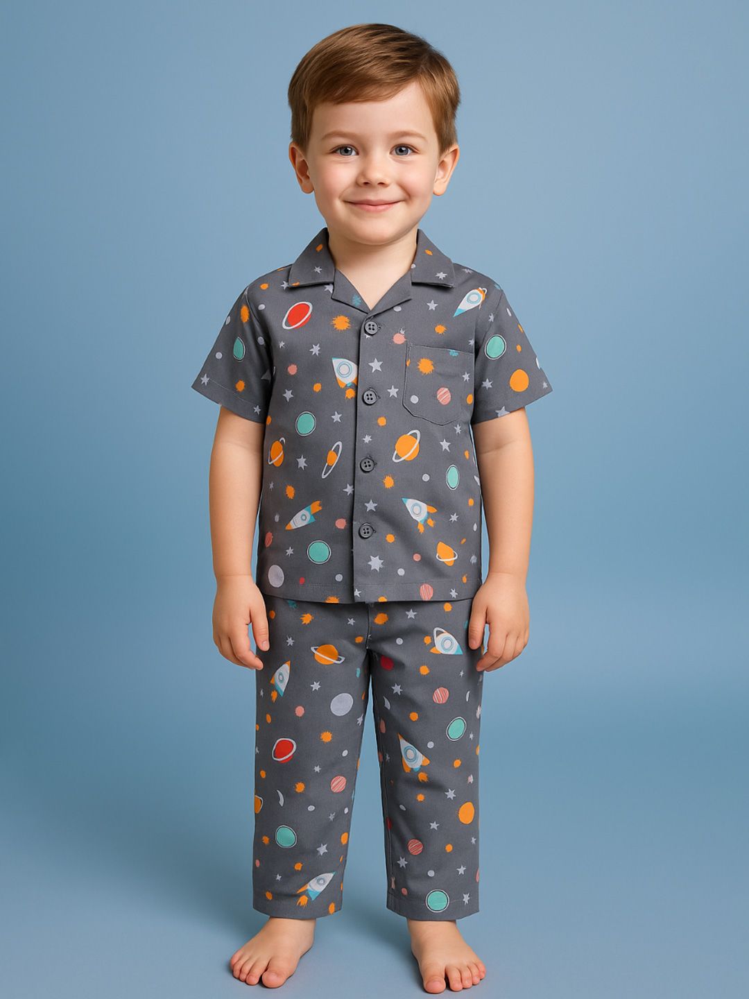 NAUTI KIDZ Pure Woven Cotton Night Suit Set