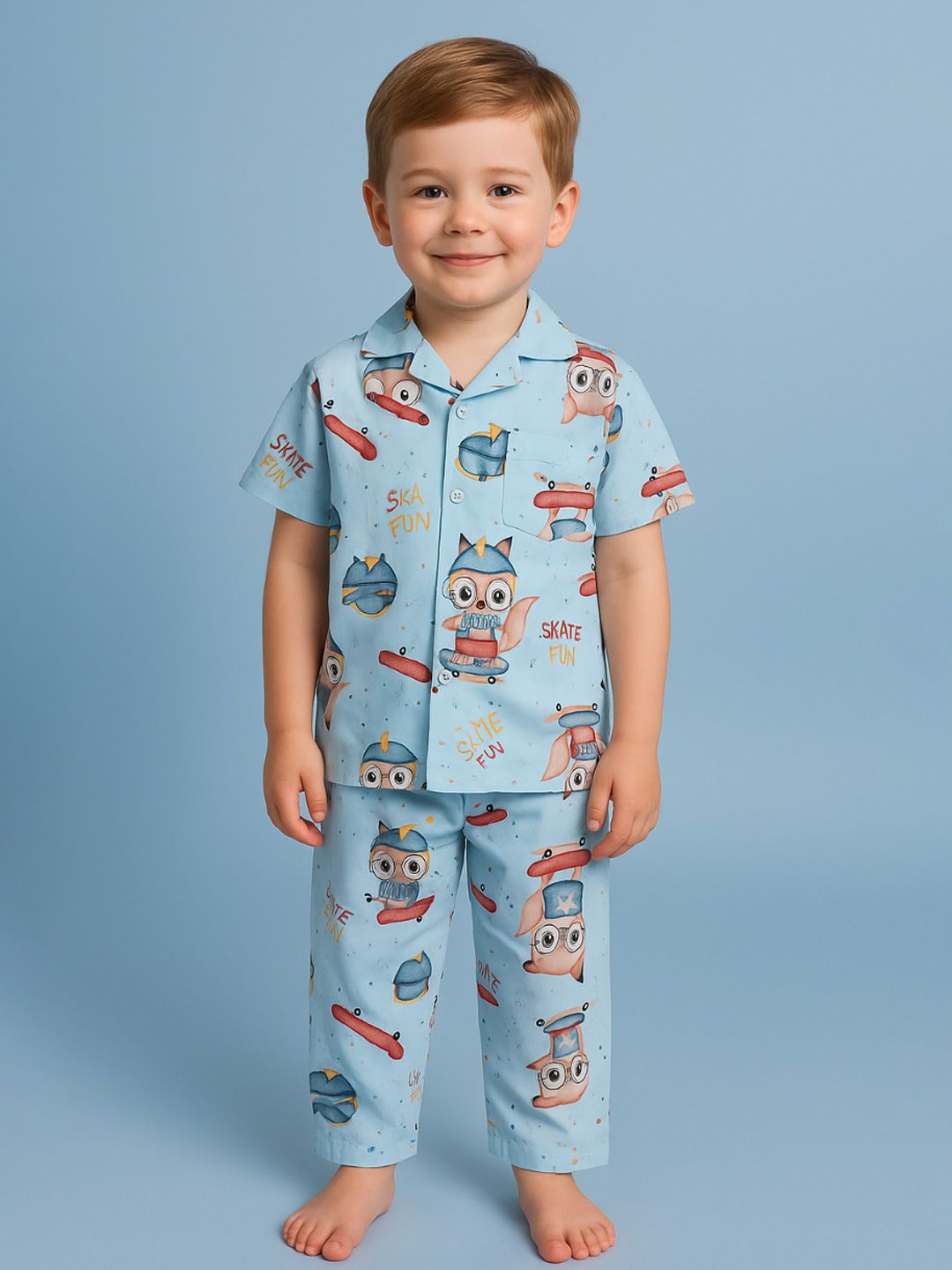 NAUTI KIDZ Pure Woven Cotton Night Suit Set