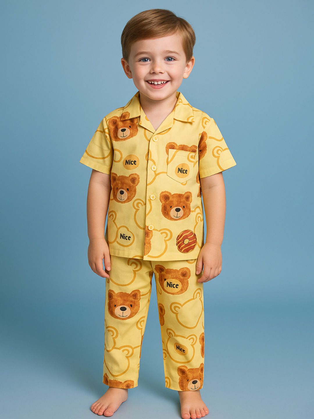 NAUTI KIDZ Pure Woven Cotton Night Suit Set