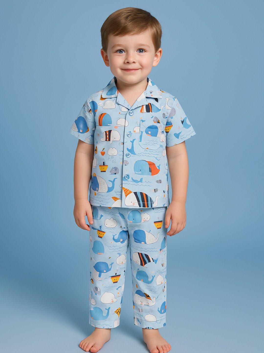 NAUTI KIDZ Pure Woven Cotton Night Suit Set