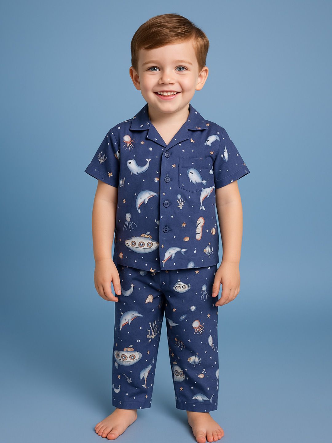 NAUTI KIDZ Pure Woven Cotton Night Suit Set