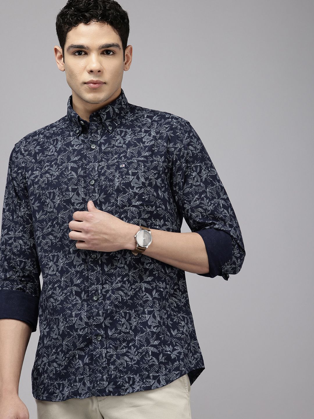Arrow Arrow Manhattan Slim Fit Abstract Printed Pure Cotton Casual Shirt