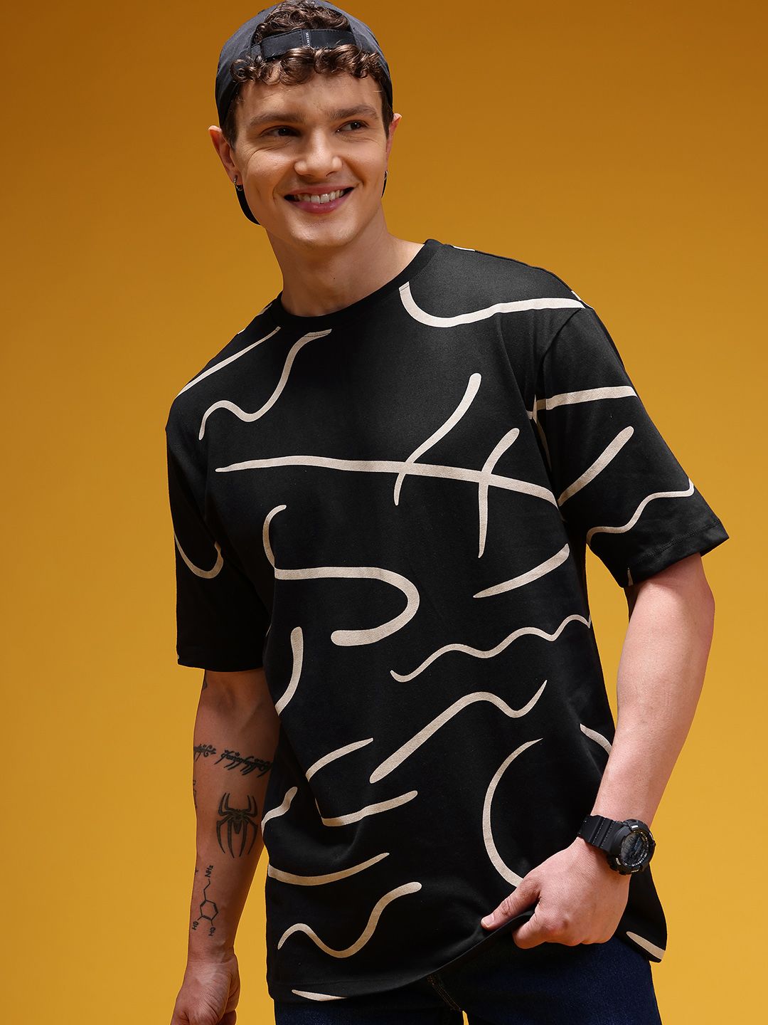 HERE&NOW Printed Oversize Pure Cotton T-shirt