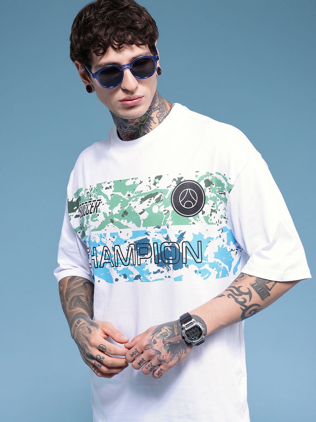 HERE&NOW Oversized Fit Graphic Printed Pure Cotton T-shirt