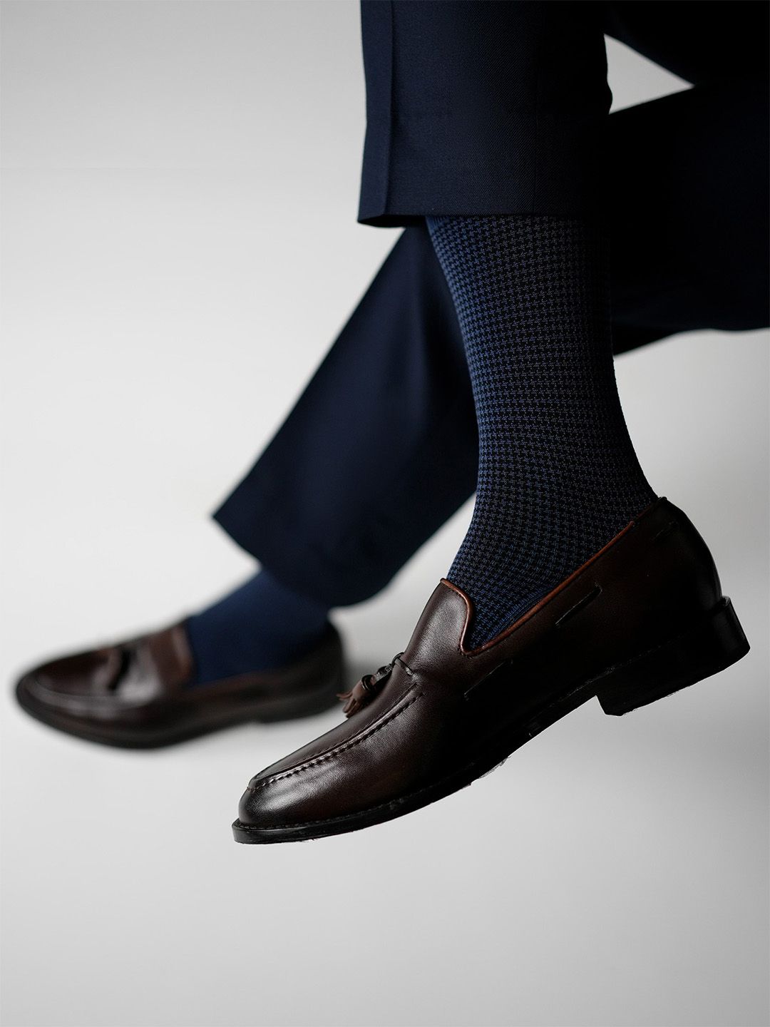 Theater Men Blue Mercerized Cotton Formal Socks
