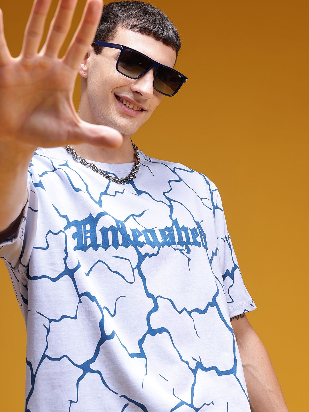 HERE&NOW Printed Drop-Shoulder Sleeves Pure Cotton Relaxed T-shirt