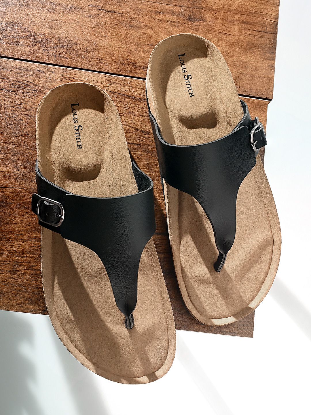 LOUIS STITCH Men Open Toe Lightweight Thong Style Cork Sandal