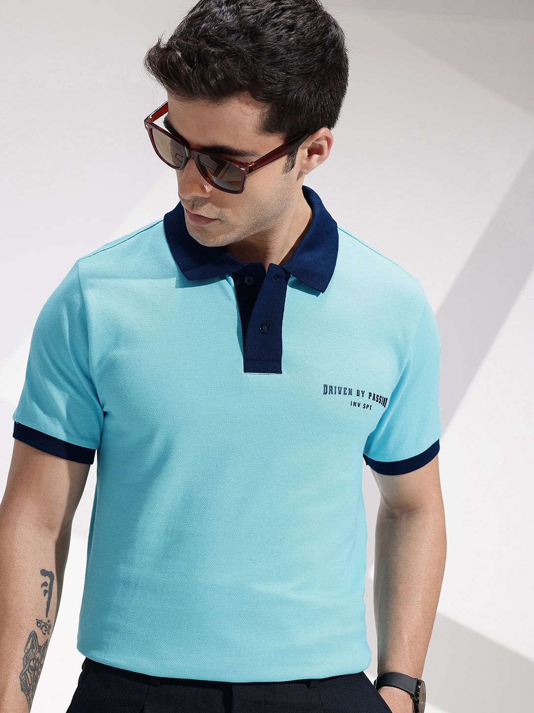 INVICTUS Pure Cotton Polo Collar T-shirt