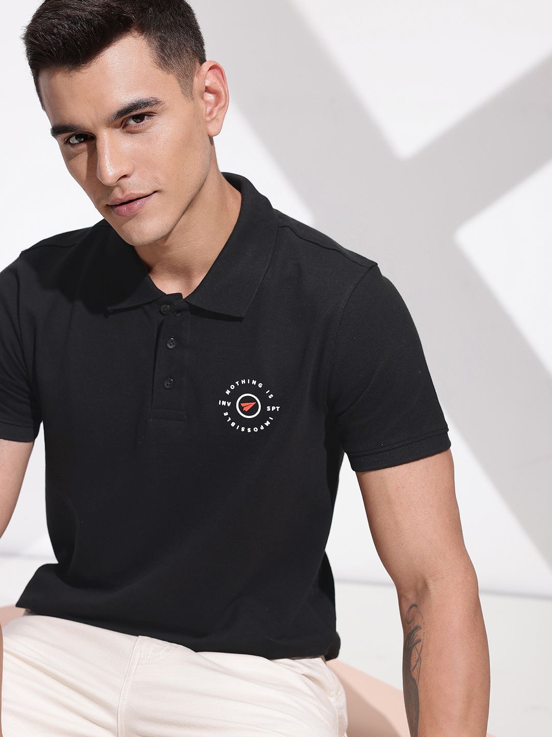 INVICTUS Polo Collar Pure Cotton T-shirt