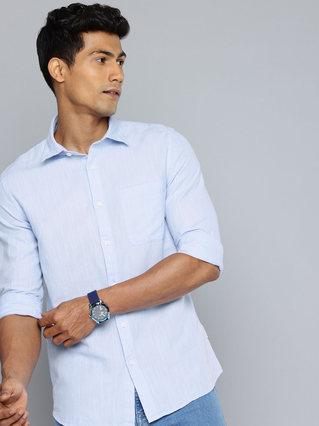Cotton-Linen Casual Shirt Flying Machine Cotton-Linen Slim Fit Casual Shirt